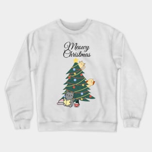 Cute Christmas - Meowy Christmas Christmas Tree Crewneck Sweatshirt